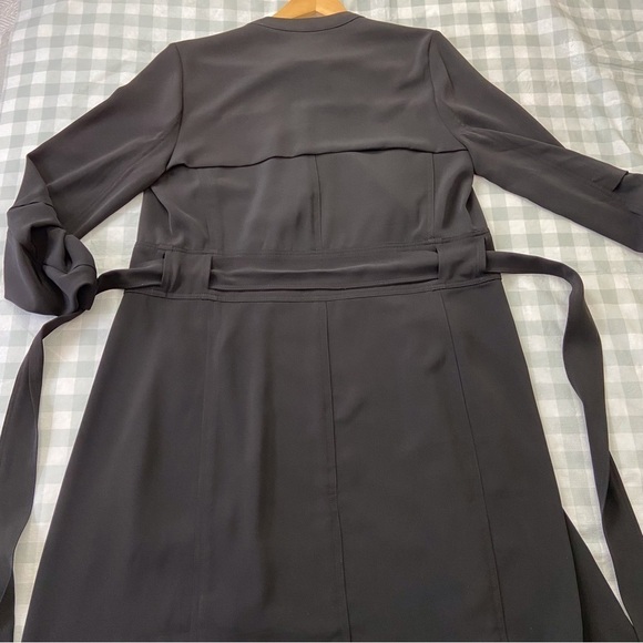 Maison Cinqcent500 black dress true wrap luxury long sleeve waist tie belt Small - Picture 11 of 16